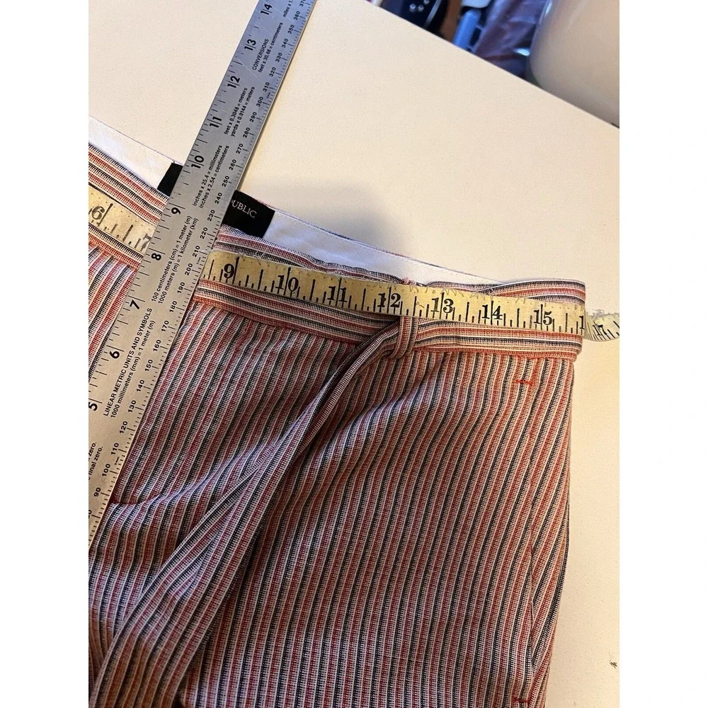 BANANA REPUBLIC Women's Size 4P 4 Petite Pants Striped AVERY Linen Blend Stretch